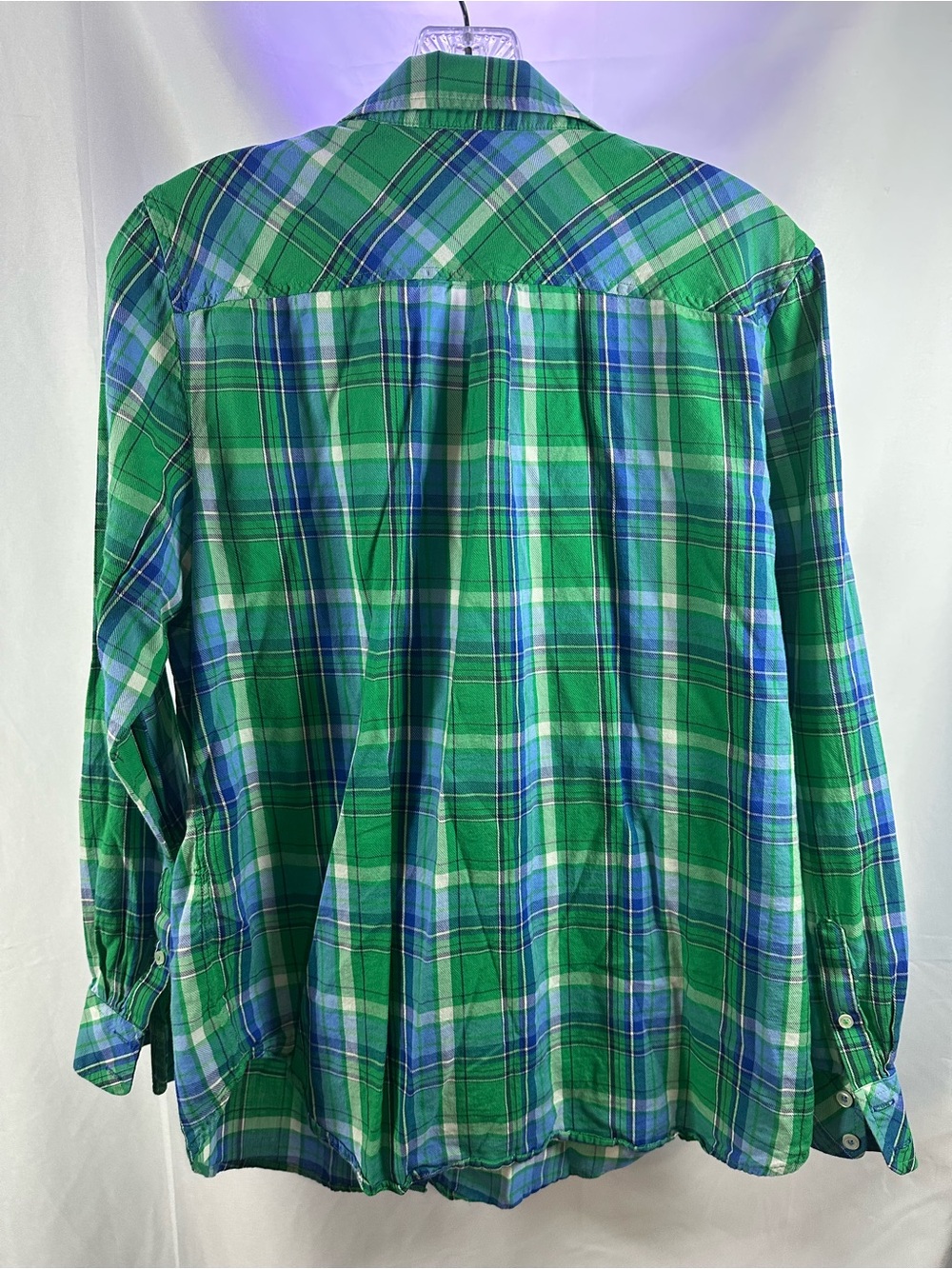 🍏Talbots Green Blue Plaid Button-Down Shirt - Picture 3 of 7